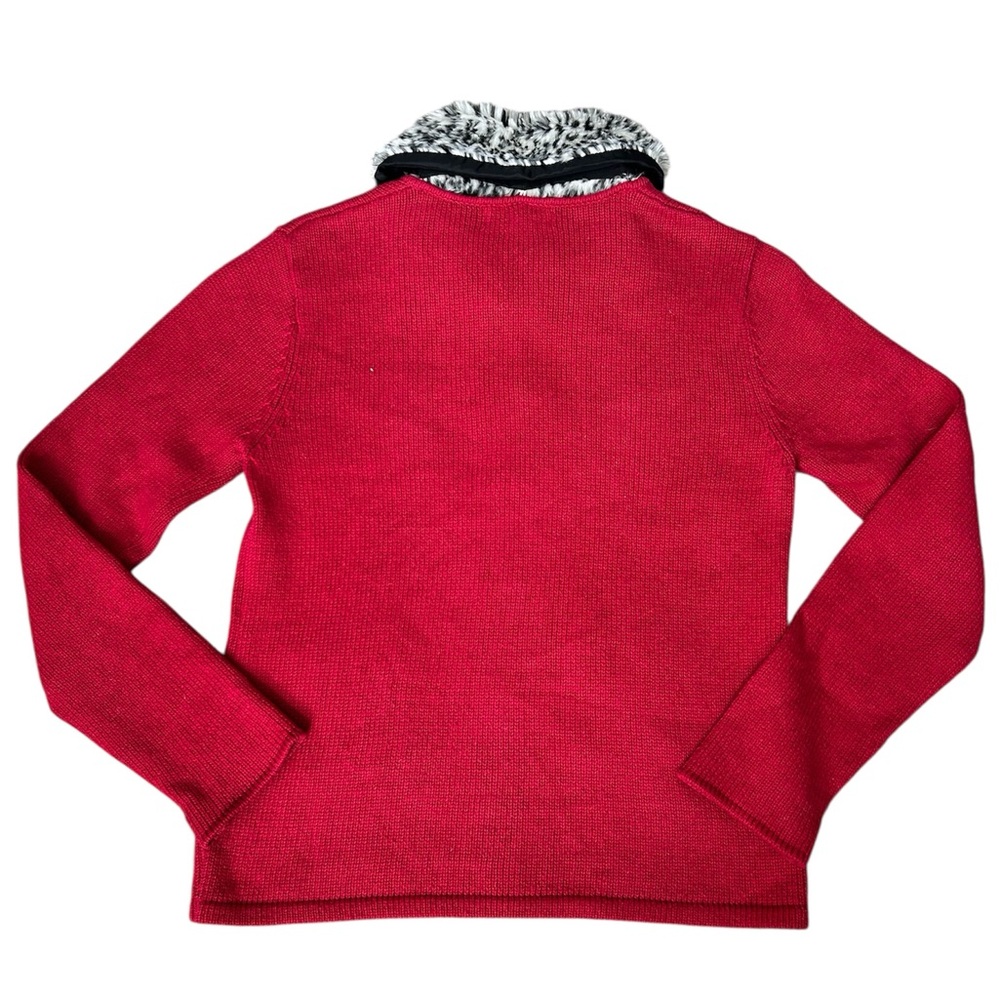 TimberLea Cat Lover Novelty Cardigan Sweater w/detachable faux fur collar size S - Picture 4 of 11